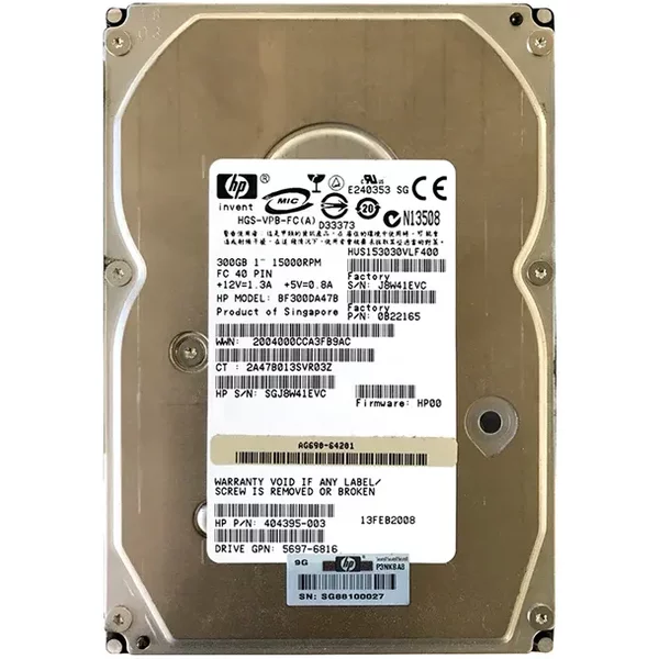 HP AG690-64201 | 300GB 15000RPM Fibre Channel 2Gb/S Hot-Swappable 40-Pin LVD 3.5-Inch Hard Drive For Storageworks EVA M6412-image