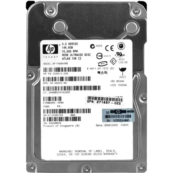 HP BF1468A4BB | 146GB 15000RPM Ultra320 Scsi Hot-Pluggable LVD 80-Pin 3.5-Inch Hard Drive For Proliant Server-image