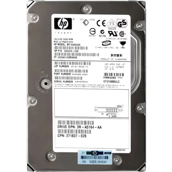 HP BF14688286 | 146GB 15000RPM Ultra320 Scsi Hot-Pluggable LVD 80-Pin 3.5-Inch Hard Drive For Proliant Server-image