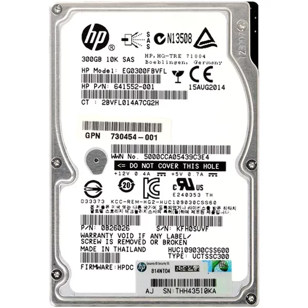 HP EG0300FBVFL | 300GB 10000RPM SAS 6Gb/S SFF Hot-Pluggable Dual Port 2.5-Inch Hard Drive For Gen8 To Gen9 Proliant Server-image