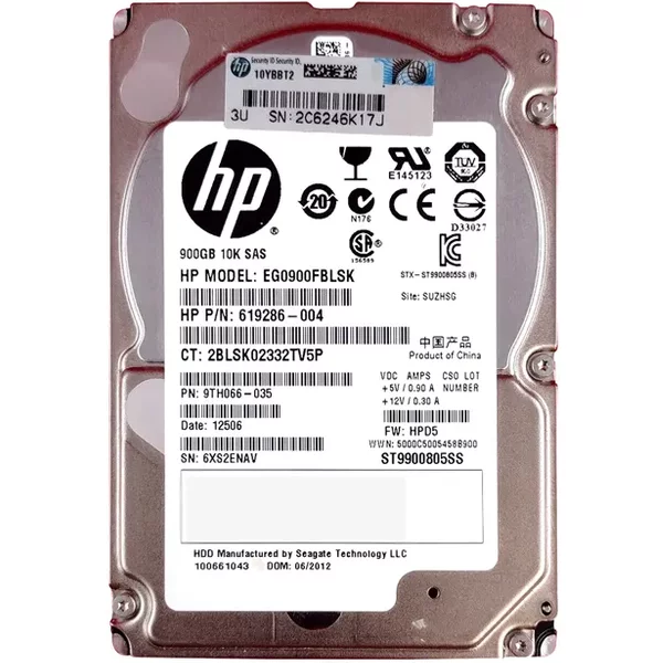HP EG0900FBLSK | 900GB 10000RPM SAS 6Gb/S Hot-Pluggable Dual Port SFF 2.5-Inch Enterprise Hard Drive For Gen8/9 Proliant Server/Storage Array-image