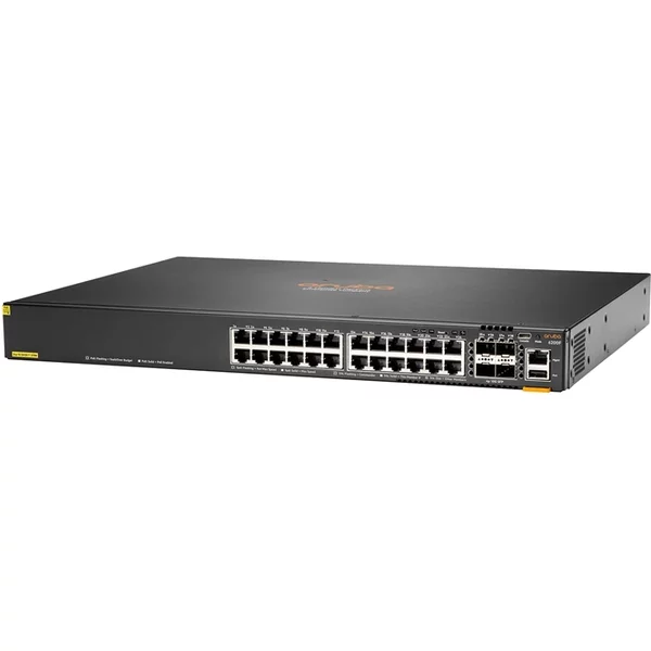 HP JL725B | Aruba CX 6200 Series 6200F-24G-Class4-PoE-4SFP+ (370W) 24 x 10/100/1000Base-T RJ-45 PoE+ and 4 x 10GbE SFP+ Ports Layer 3 Gigabit Managed Network Switch