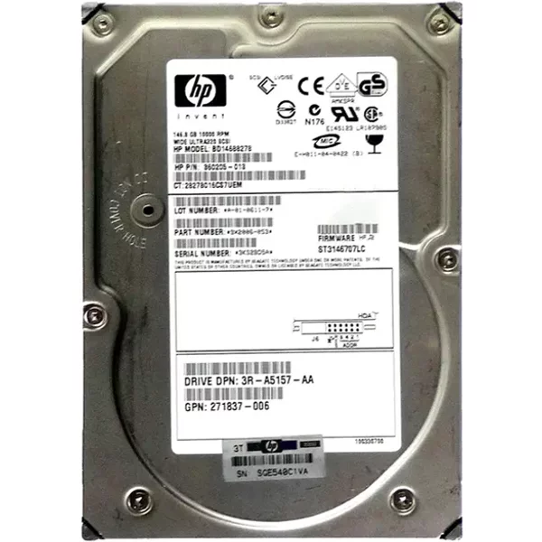 HP 3R-A5157-AA | 146GB 10000RPM Ultra320 Scsi 8MB Cache Hot-Pluggable LVD 80-Pin 3.5-Inch Hard Drive-image