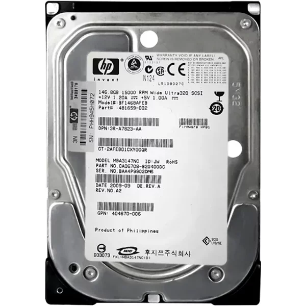 HP 3R-A7823-AA | 146GB 15000RPM Ultra320 Scsi 8MB Cache Hot-Pluggable LVD 80-Pin 3.5-Inch Hard Drive-image