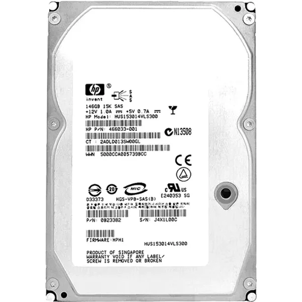 HP 466033-001 | 146GB 15000RPM SAS 3Gb/S 16MB Cache Hot-Pluggable Single Port 3.5-Inch Hard Drive-image