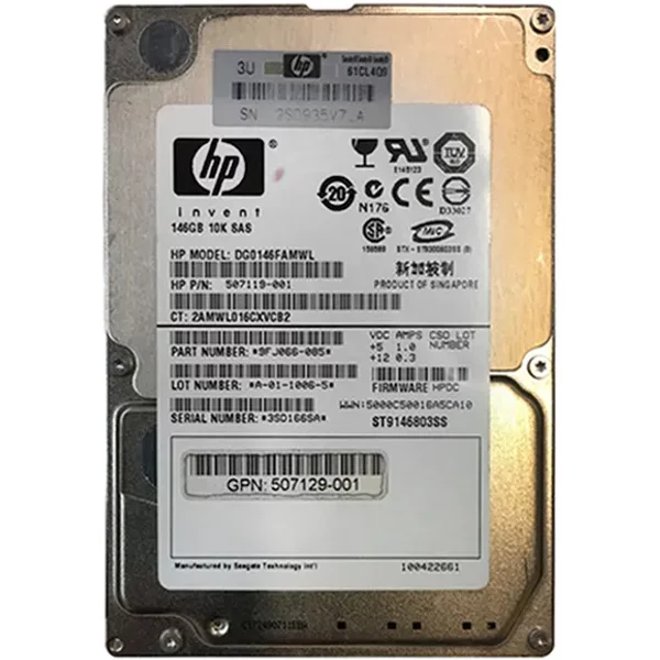 HP 507119-001 | 146GB 10000RPM SAS 6Gb/S SFF Hot-Pluggable Dual Port 2.5-Inch Hard Drive For Gen1 To Gen7 Proliant Server-image