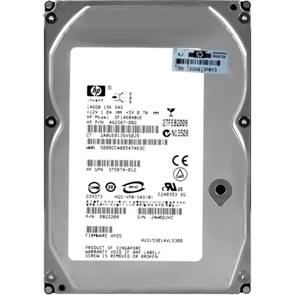 HP DF146BABUE | 146GB 15000RPM SAS 3Gb/S SFF Hot-Pluggable Dual Port 3.5-Inch Hard Drive For Gen1 To Gen7 Proliant Server-image