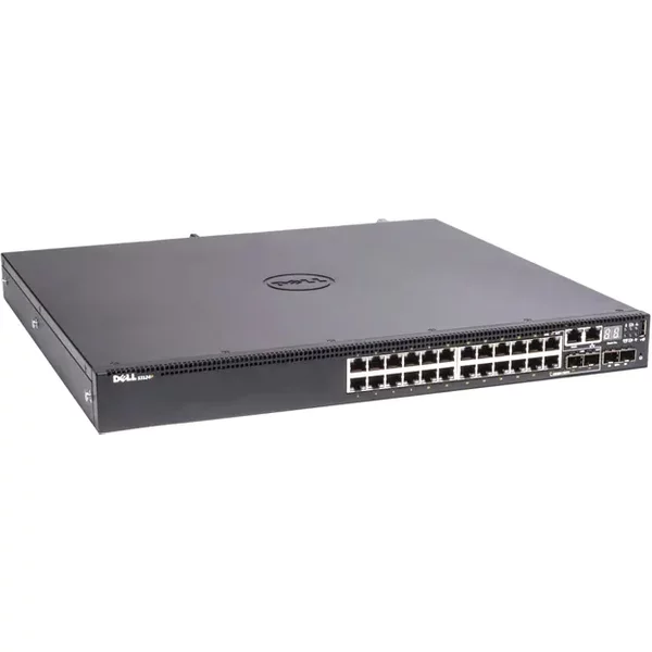 Dell F8NYC | PowerSwitch S3100 Series S3124P 24 x Ports PoE+ 10/100/1000Base-T + 2 x Ports 10GBase-X + 2 x SFP Combo Ports Layer 3 Managed 1U Rack-mountable Gigabit Ethernet Network Switch
