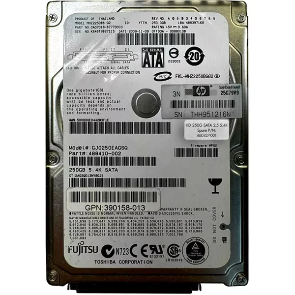 HP 390158-013 | 250GB 5400RPM Sata 1.5Gb/S NCQ 8MB Cache Hot-Swappable 2.5-Inch Hard Drive-image
