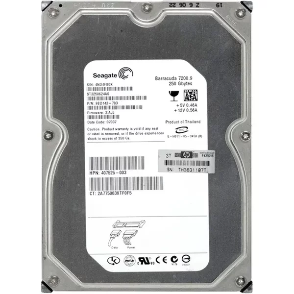 HP 407525-003 | 250GB 7200RPM Sata 1.5Gb/S LFF Hot-Pluggable 3.5-Inch Hard Drive For Gen1 To Gen7 Proliant Server-image