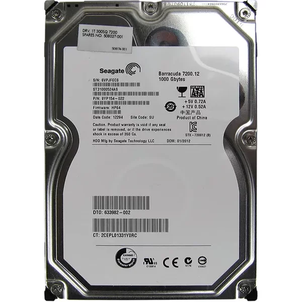 HP 508027-001 | 1TB 7200RPM Sata 3Gb/S NHP 32MB Cache Hot-Pluggable LFF 3.5-Inch Midline Hard Drive For Workstation-image