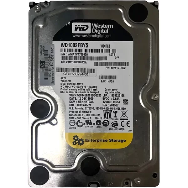HP GB1000EAMYC | 1TB 7200RPM Sata 3Gb/S LFF Hot-Pluggable 3.5-Inch Hard Drive For Gen1/7 Proliant Server & Storage Array-image