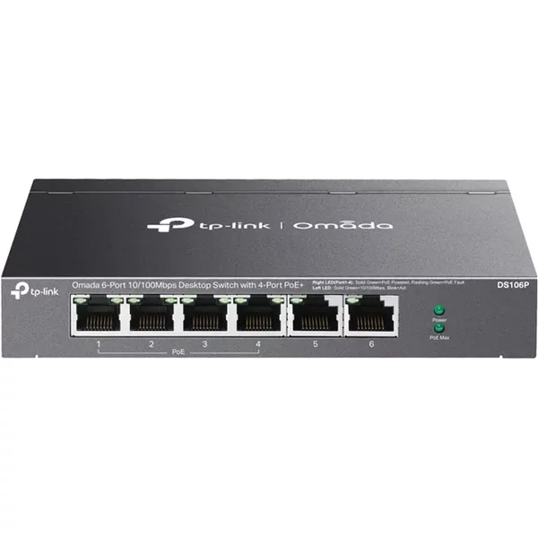 TP-LINK DS106P | Omada 6-Port 10/100Mbps Unmanaged Desktop Switch With 4-Port Poe+-image