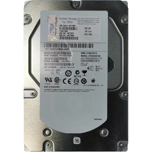 IBM 49Y1870 | 600GB 15000RPM SAS 6Gb/S 64MB Cache 3.5-Inch Hard Drive For System X32Xx-image