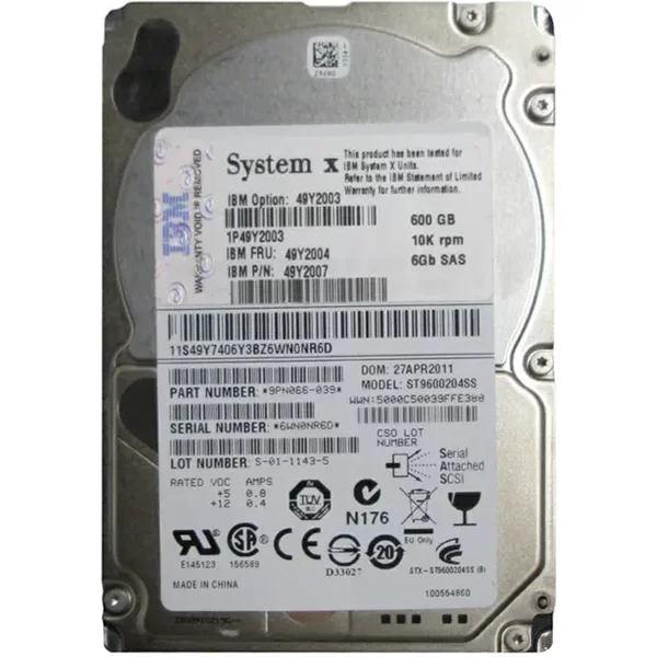 IBM 49Y7406 | 600GB 10000RPM SAS 6Gb/S Hot Swappable 2.5-Inch Hard Drive For Pseries-image