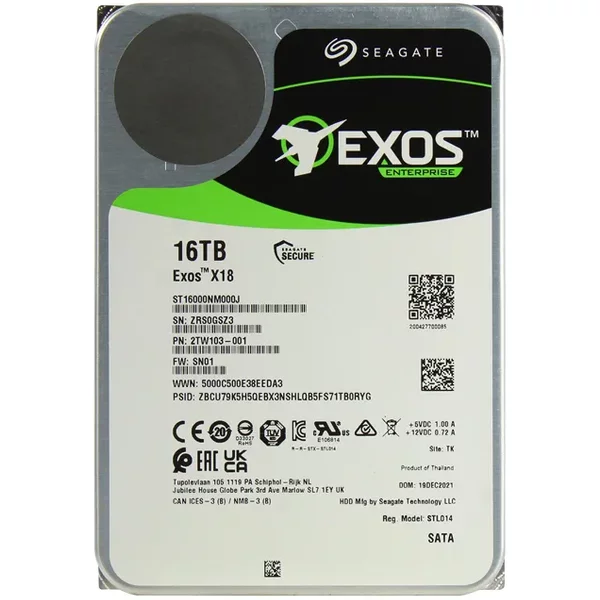 Seagate ST16000NM000J | Exos X18 Series 16TB 7200RPM Sata 6Gb/S (512E) 3.5-Inch Enterprise Hard Drive-image