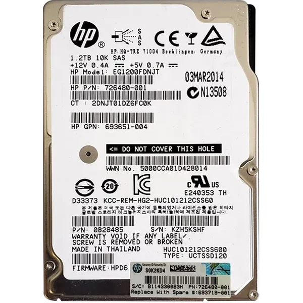Hgst 0B28485 | Ultrastar C10K1200 Series 1.2TB 10000RPM SAS 6Gb/S 64MB Cache SFF 2.5-Inch Enterprise Hard Drive-image