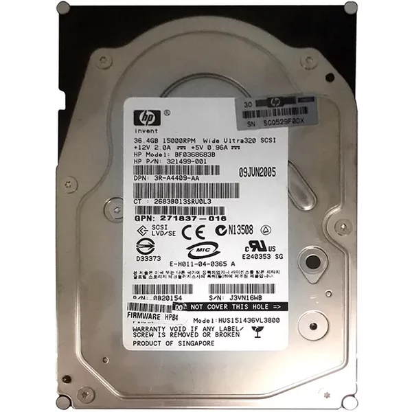 HP 3R-A4409-AA | 36.4GB 15000RPM Ultra320 Scsi 8MB Cache Hot-Pluggable LVD 80-Pin 3.5-Inch Hard Drive-image