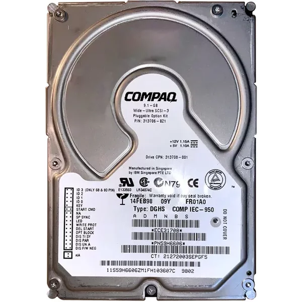 HP 313706-001 | 9.1GB 7200RPM Wide Ultra2 Scsi 80-Pin Hot Swappable 3.5-Inch Hard Drive-image