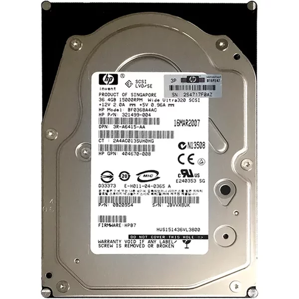 HP 321499-004 | 36.4GB 15000RPM Ultra320 Scsi 8MB Cache Hot-Pluggable LVD 80-Pin 3.5-Inch Hard Drive-image