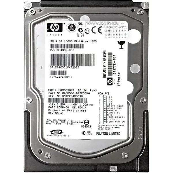 HP 364332-002 | 36.4GB 15000RPM Ultra320 Scsi 8MB Cache LVD 68-Pin 3.5-Inch Hard Drive-image