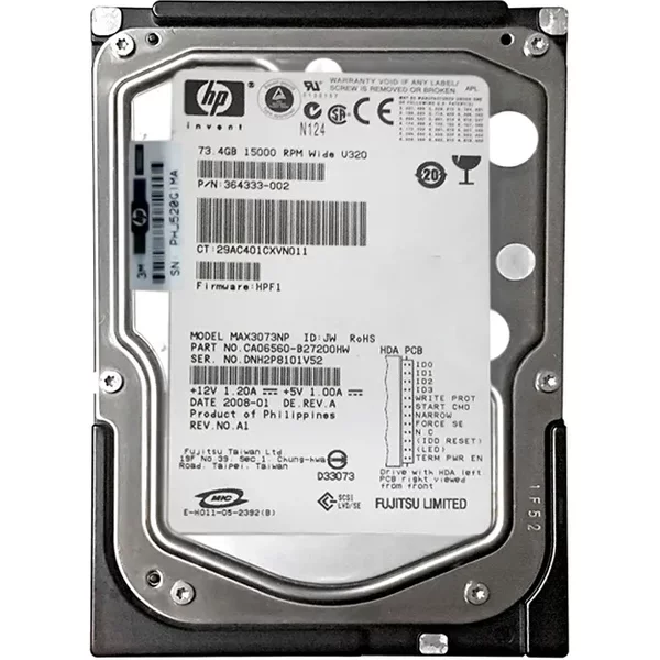 HP 364333-002 | 72.8GB 15000RPM Ultra320 Scsi LVD 68-Pin 3.5-Inch Hard Drive-image