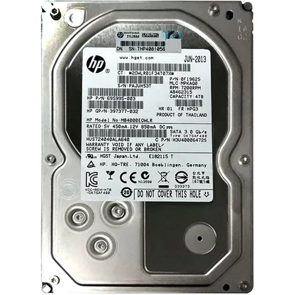 HP 397377-032 | 4TB 7200RPM Sata 6Gb/S 64MB Cache 3.5-Inch Midline Hard Drive-image