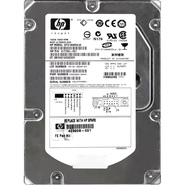 HP 403208-001 | 146GB 10000RPM Ultra320 Scsi 8MB Cache LVD 68-Pin 3.5-Inch Hard Drive-image