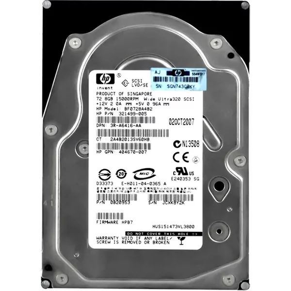 HP 404670-007 | 72.8GB 15000RPM Ultra320 Scsi Hot Swappable LVD 80-Pin 3.5-Inch Hard Drive-image