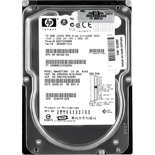 HP 404710-001 | 72.8GB 10000RPM Ultra320 Scsi LVD 68-Pin 3.5-Inch Hard Drive-image