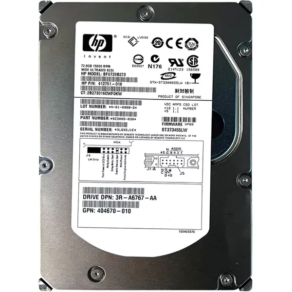 HP 412751-018 | 72.8GB 15000RPM Ultra320 Scsi LVD 68-Pin 3.5-Inch Hard Drive-image