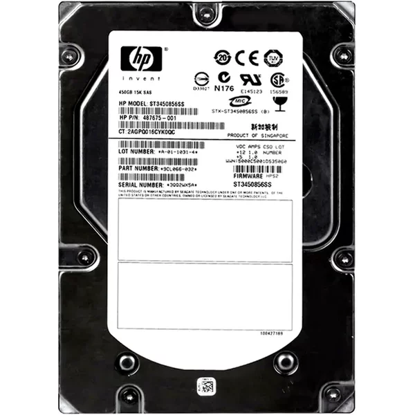 HP 487675-001 | 450GB 15000RPM SAS 3Gb/S 16MB Cache Hot Swappable Dual Port LFF 3.5-Inch Hard Drive-image
