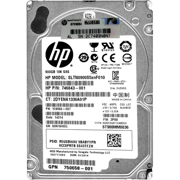 HP 746843-001 | 900GB 10000RPM SAS 6Gb/S 64MB Cache SFF 2.5-Inch Hard Drive-image