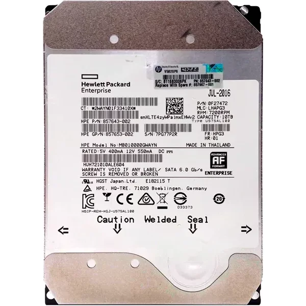 HP 857653-002 | 10TB 7200RPM Sata 6Gb/S 3.5-Inch Midline Hard Drive-image