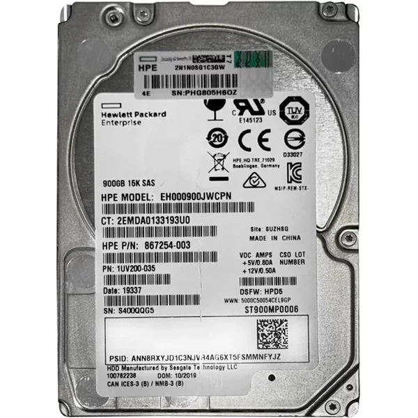 HP 867254-003 | 900GB 15000RPM SAS 12Gb/S Hot-Pluggable SFF 2.5-Inch Hard Drive For Proliant Gen10/Gen10+/Gen11 Servers-image
