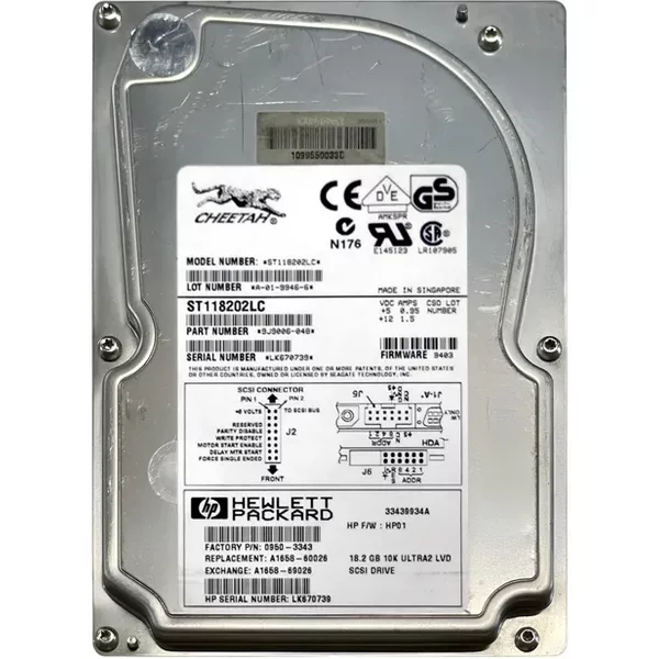 HP A1658-60026 | 18.2GB 7200RPM Wide Ultra2 Scsi Hot Swappable LVD 80-Pin 3.5-Inch Hard Drive-image