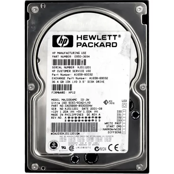 HP A1658-60032 | 36GB 10000RPM Ultra2 Scsi 3.5-Inch 16MB Cache Hot Swap Hard Drive-image