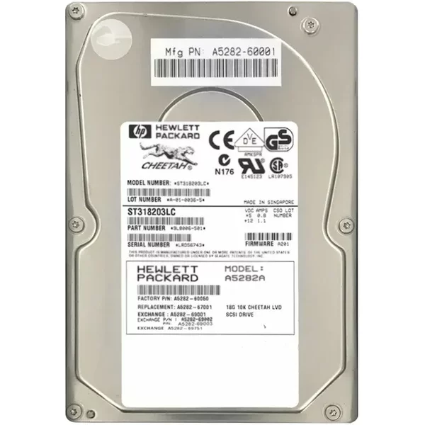 HP A5282A | 18.2GB 10000RPM Wide Ultra2 Scsi Hot Swappable LVD 80-Pin 3.5-Inch Hard Drive-image