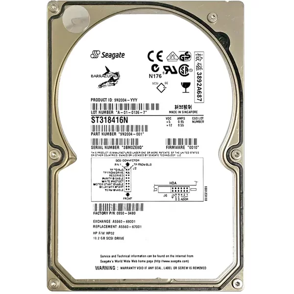 HP A5560-69001 | 18.2GB 7200RPM Ultra Scsi LVD 68-Pin 3.5-Inch Hard Drive-image