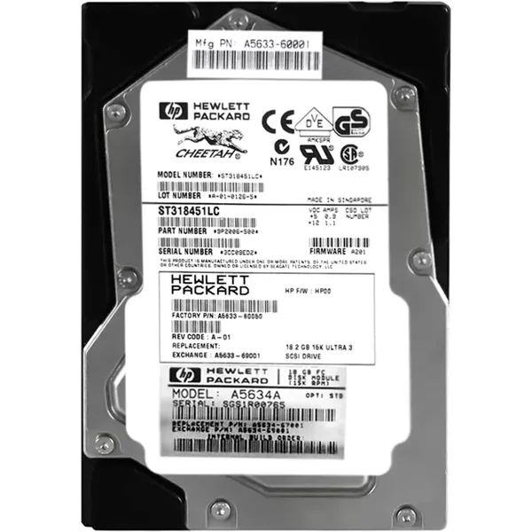 HP A5633-67001 | 18.2GB 15000RPM Ultra-160 Scsi 80-Pin LVD Hot Swap 3.5-Inch Internal Hard Drive-image