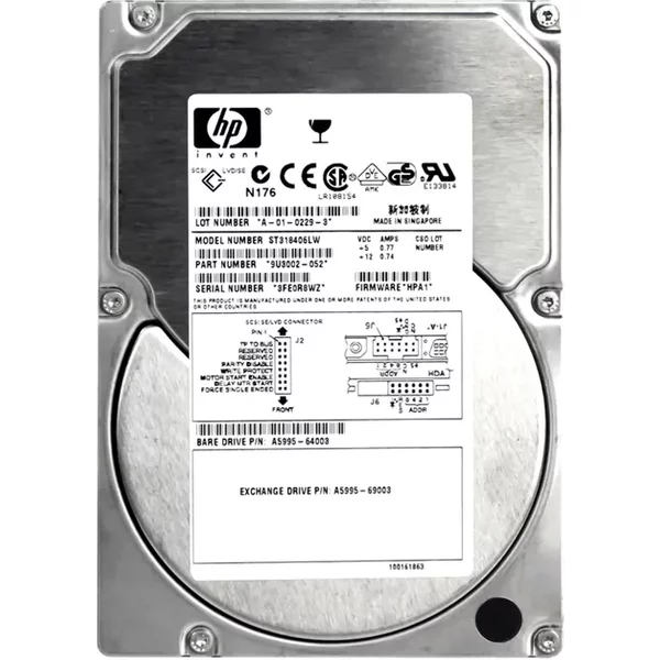 HP A5995-64003 | 18.2GB 10000RPM Ultra160 Scsi LVD 68-Pin 3.5-Inch Hard Drive-image