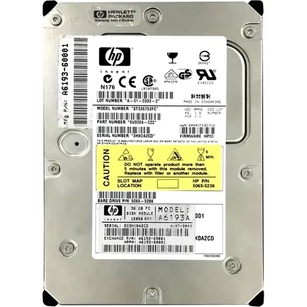 HP A6193-60001 | 36.4GB 15000RPM Fibre Channel 2Gb/S Hot Swappable 3.5-Inch Hard Drive-image