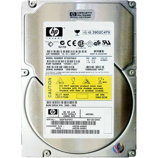 HP A6538-69002 | 36.4GB 10000RPM Ultra160 Scsi Hot Swappable LVD 80-Pin 3.5-Inch Hard Drive-image
