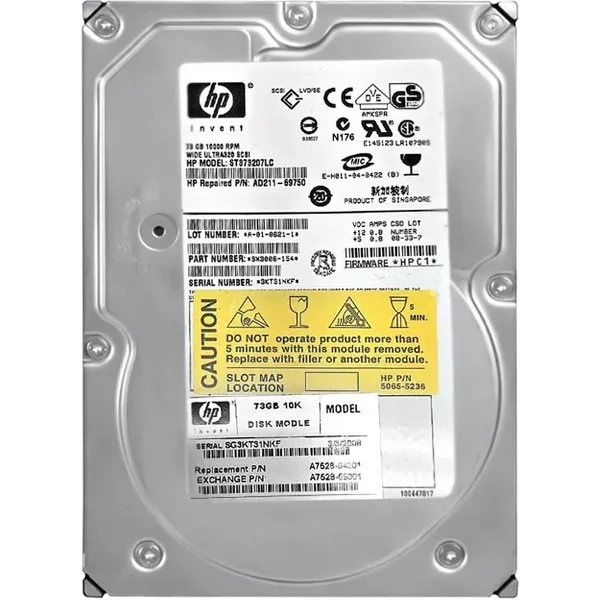 HP AD211-69750 | 72.8GB 10000RPM Ultra320 Scsi Hot Swappable LVD 80-Pin 3.5-Inch Hard Drive-image