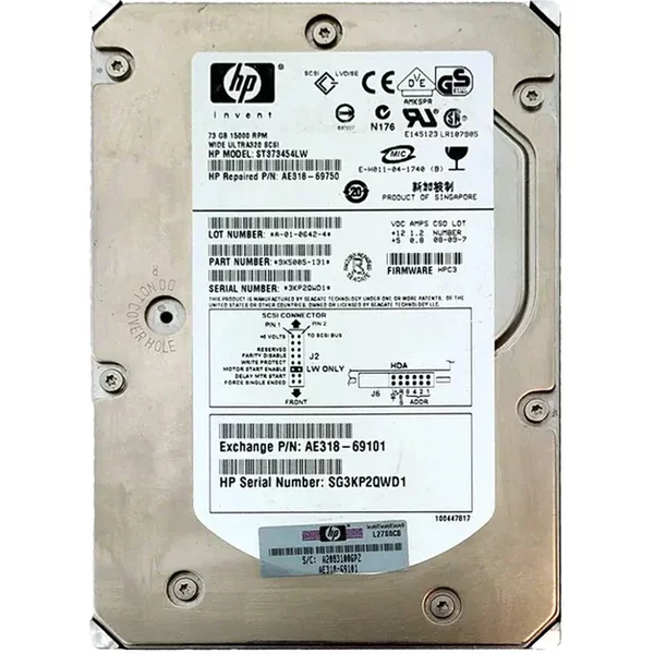 HP AE318-69101 | 72.8GB 15000RPM Ultra320 Scsi LVD 68-Pin 3.5-Inch Hard Drive-image
