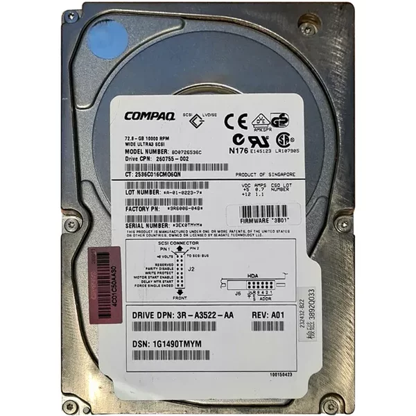 HP BD0726536C | 72.8GB 10000RPM Ultra320 Scsi Hot Swappable LVD 80-Pin 3.5-Inch Hard Drive-image