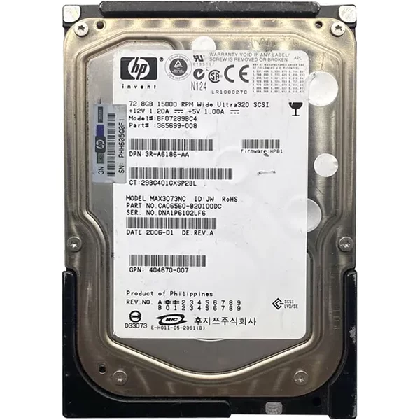 HP BF07289BC4 | 72.8GB 15000RPM Ultra320 Scsi Hot Pluggable 80-Pin 3.5-Inch Hard Drive For ML350 Gen4 Server-image