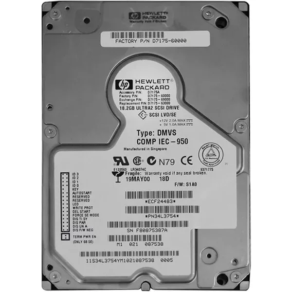 HP D7175-63000 | 18.2GB 10000RPM Ultra2 Scsi Hot Swappable LVD 80-Pin 3.5-Inch Hard Drive-image