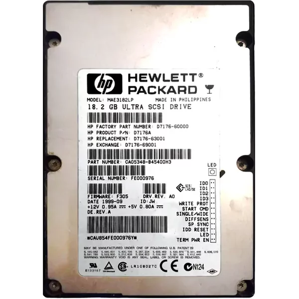HP D7176-69001 | 18.2GB 7200RPM Wide Ultra2 Scsi LVD 68-Pin 3.5-Inch Hard Drive-image