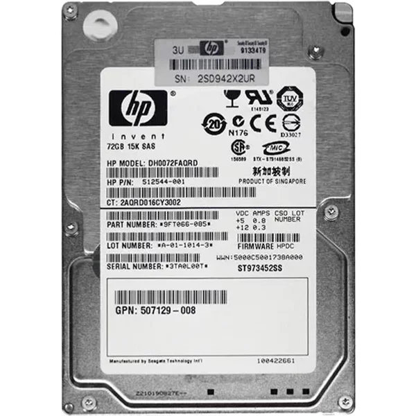 HP DH0072FAQRD | 72GB 15000RPM SAS 6Gb/S Hot-Pluggable Dual Port SFF 2.5-Inch Enterprise Hard Drive For Gen1/7 Proliant Server/Storage Array-image